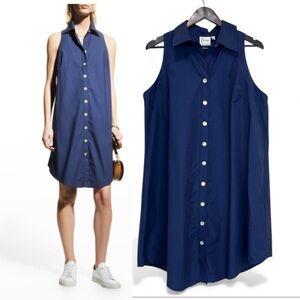 Finley Crisp Cotton Poplin Swing Dress in Navy